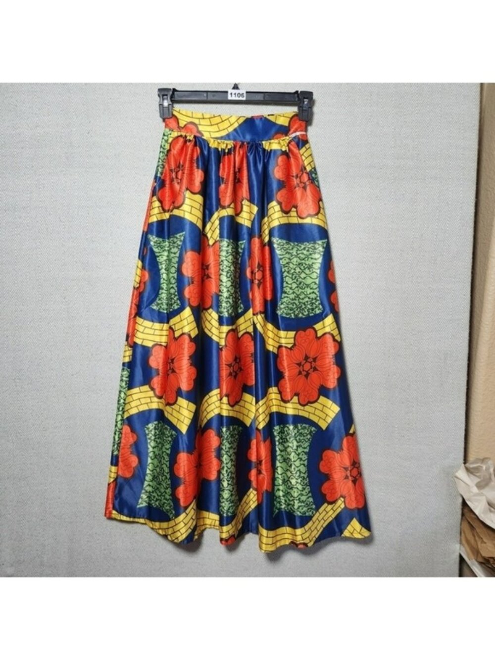 African Print Vintage Afibi Womens Small Maxi Skirt Colorful Floral